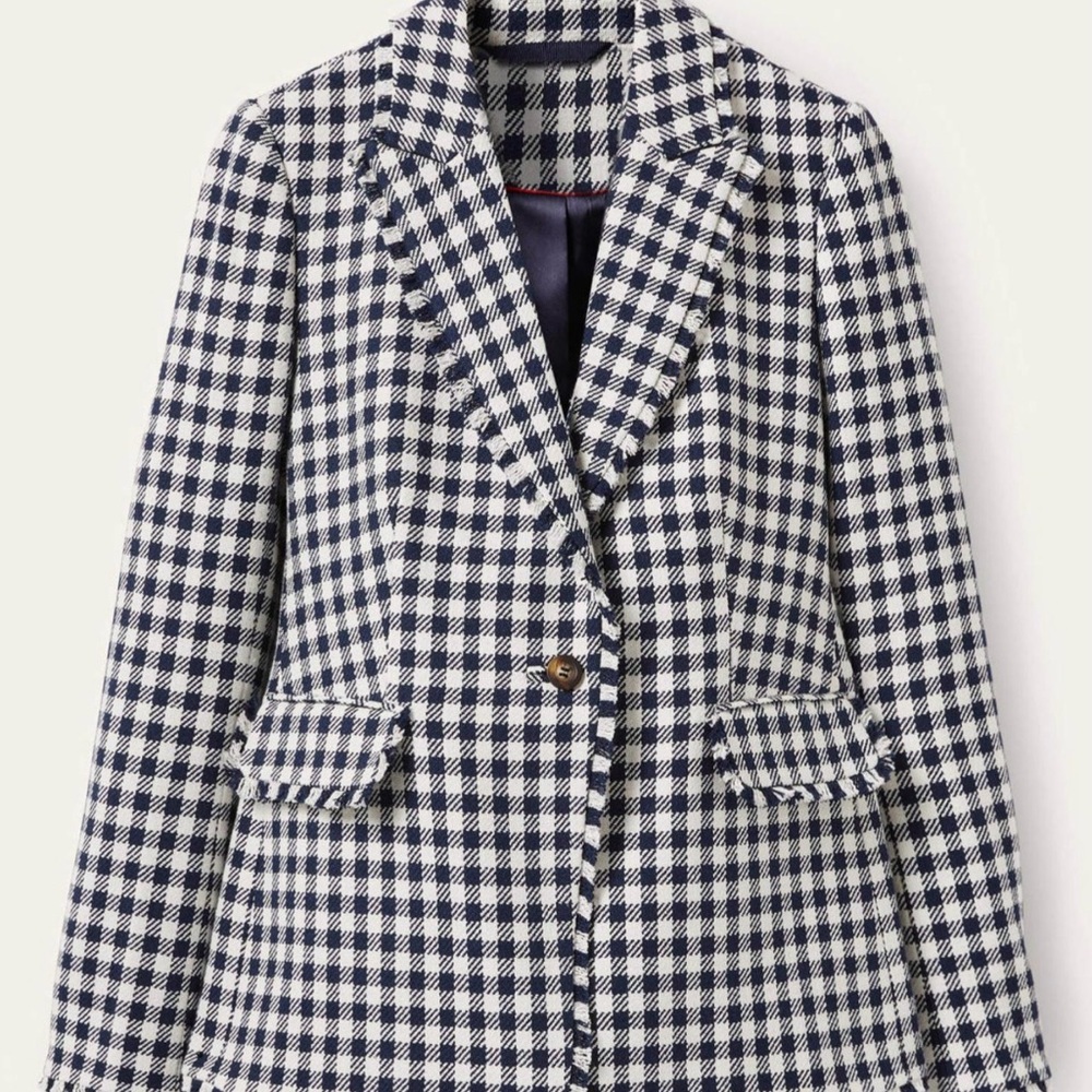 Boden Navy and White Checkered Hever Blazer - Picture 3 of 9